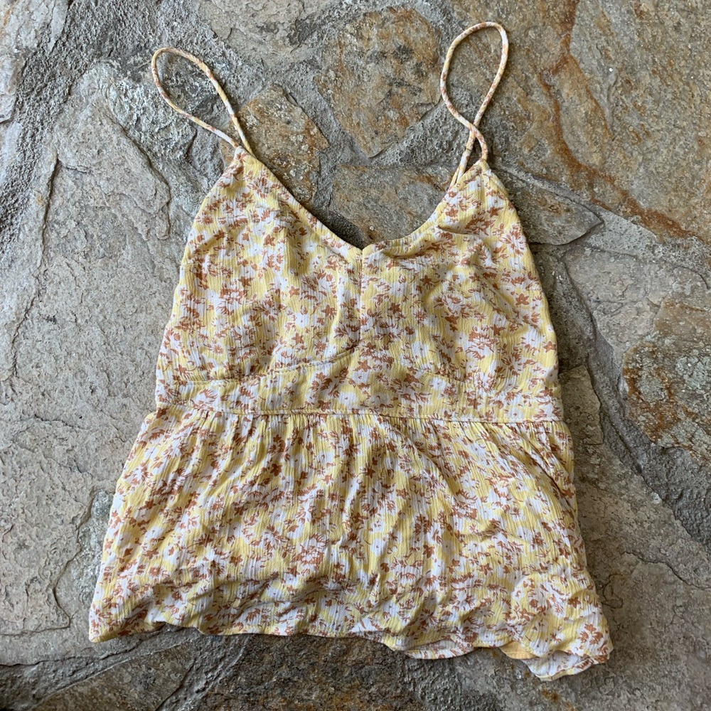 Yellow blouse with a tie back